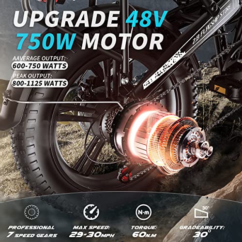 Auloor Electric Bike,750W for Adults, 20" Fat Tire, 30MPH Folding Electric Bike