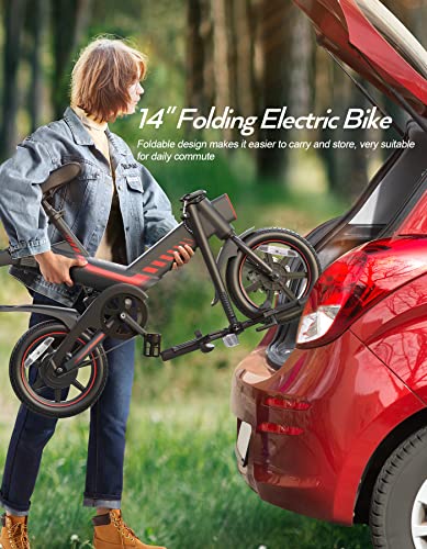 Sailnovo Electric Bicycle, 14'' Electric Bike for Adults and Teenagers with 18.6MPH 45Miles Waterproof Folding Electric Bike