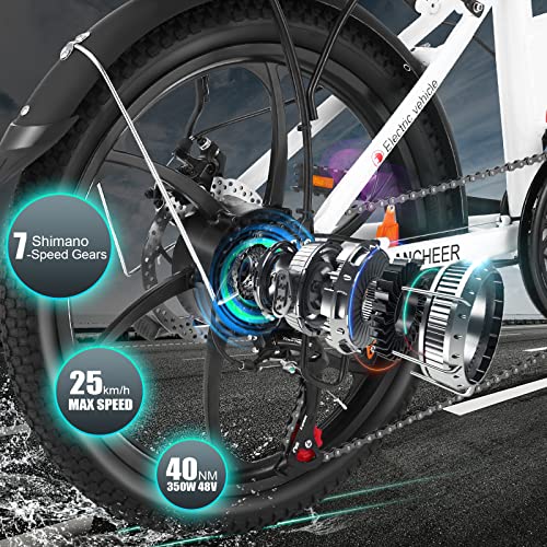 ANCHEER Folding Electric Bike for Adults, 20'' Ebike for Commuting with 48V 10AH Removable Battery