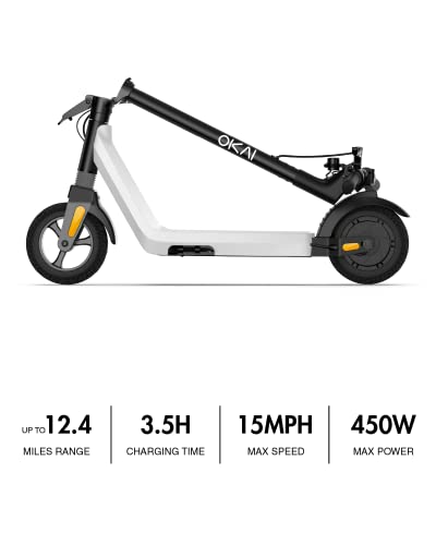 OKAI ES50B Electric Scooter - 12.4 Miles Range & 15.5 MPH - Lightweight and Foldable