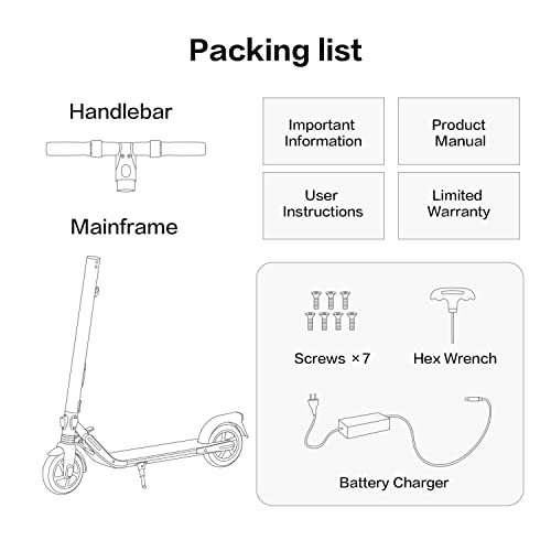Segway Ninebot ES1L Electric Kick Scooter - 250W Motor, 12.4 Mile Range & 12.4 MPH