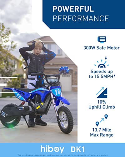 Hiboy DK1 36V Electric Dirt Bike,300W Electric Motorcycle - Up to 15.5MPH & 13.7 Miles Long-Range