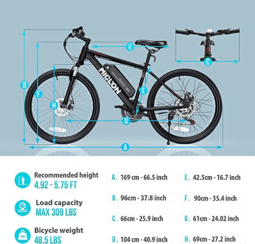 MICLON Electric Bike, Electric Bike for Adults 26'' E-Bikes 350W BAFANG Motor