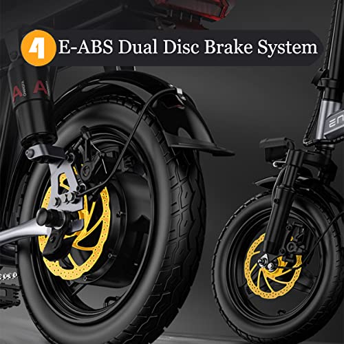 ENGWE T14 Folding Electric Bikes for Adults Teens 350W 19.2MPH 14" Fat Tire Mini Ebike