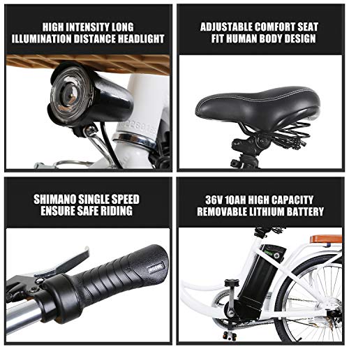 NAKTO 22" Electric Bike 250W Electric Bicycle Sporting City Ebike for Female