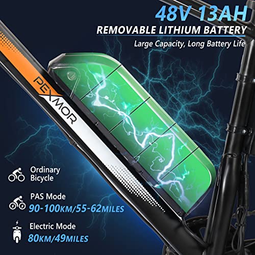 PEXMOR Electric Bike for Adults, 26" Fat Tire Ebike Electric Bicycle for Adults