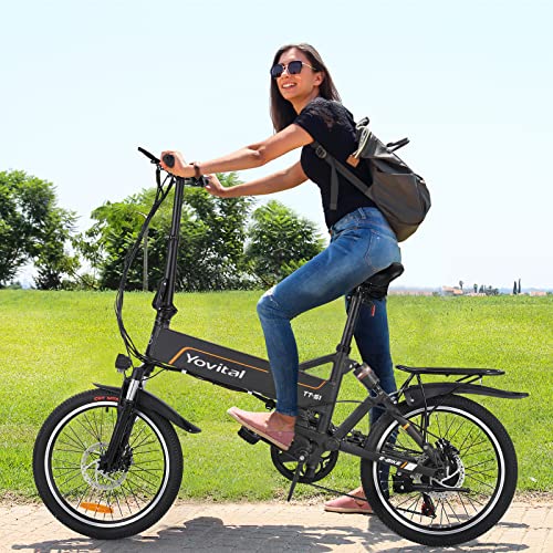 Yovital Folding Electric Bike, 20" Electric Bikes for Adults with Removable Battery