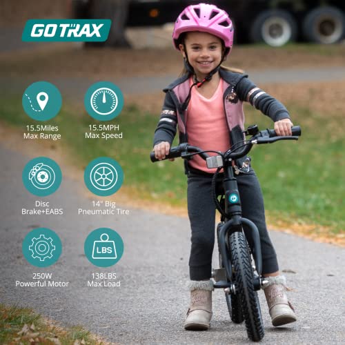Gotrax Kids Electric Balance Bike, 250W 15.5MPH Electric Bike for Kids 14" Pneumatic Tire 15.5Miles Max Range