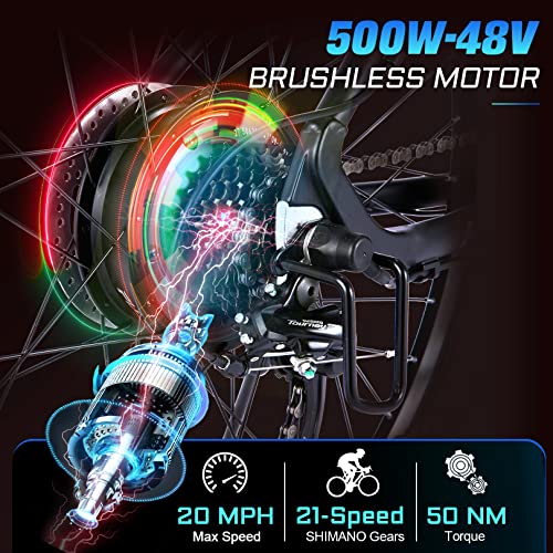 Vivi Electric Bike for Adults Ebike 500W,27.5" E Bike for Adults