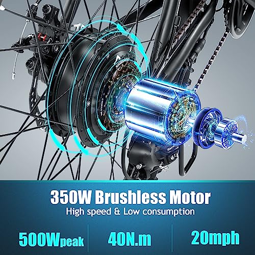 ANCHEER Electric Bike for Adults, EBike with 48V 500Wh Removable Battery