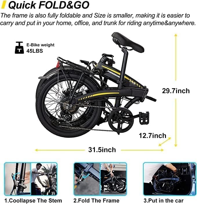 HILAND ROCKSHARK 20 inch Folding Electric Bike for Adults